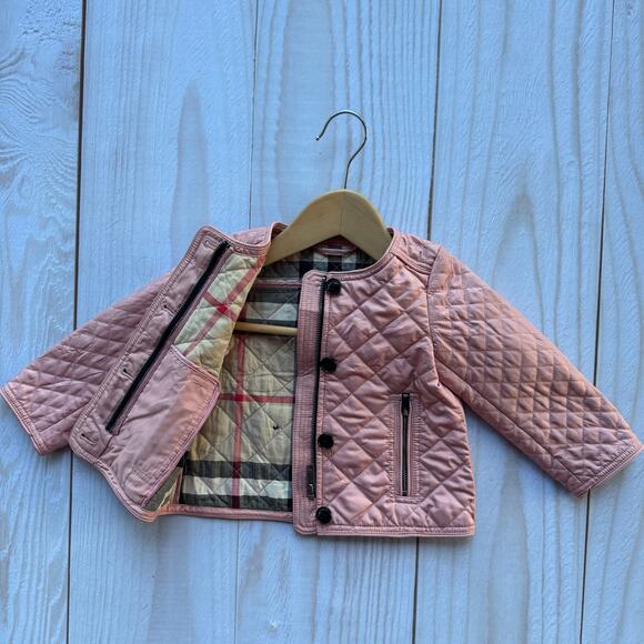 Burberry Other - Burberry Baby Girls Size 12M 80CM Quilted Full Zip Coat Jacket Pink EUC